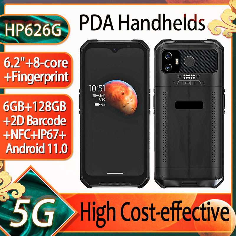 Direct Factory 6'' PDAs Android Rugged Phone 4+64GB NFC 2D Barcode Scanner Handstraps Handheld Terminal Rugged PDA for Logistics